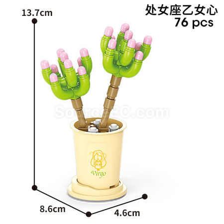 咖啡杯植物系列積木-12星座多肉植物系列