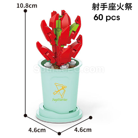 咖啡杯植物系列積木-12星座多肉植物系列