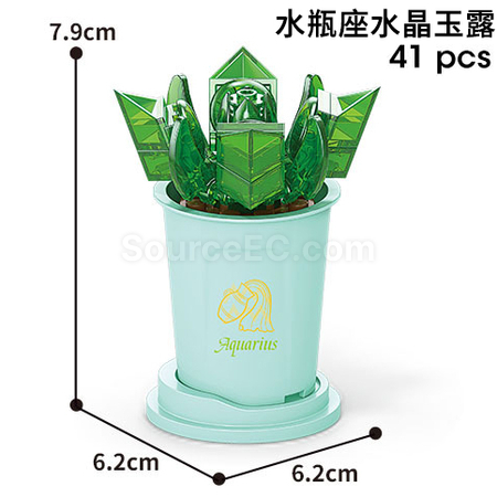 咖啡杯植物系列積木-12星座多肉植物系列