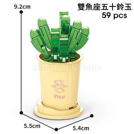咖啡杯植物系列積木-12星座多肉植物系列